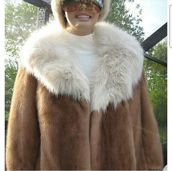 UNIQUE Genuine Mink Fur CAPE-Caplet w Genuine Plush Fox Fur Collar-Size MED-LARG - Picture 2 of 9
